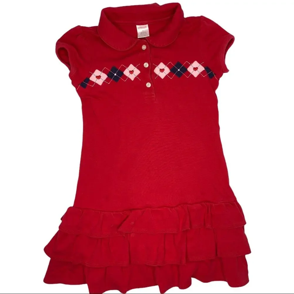 Gymboree 6 red argyle ruffle dress
